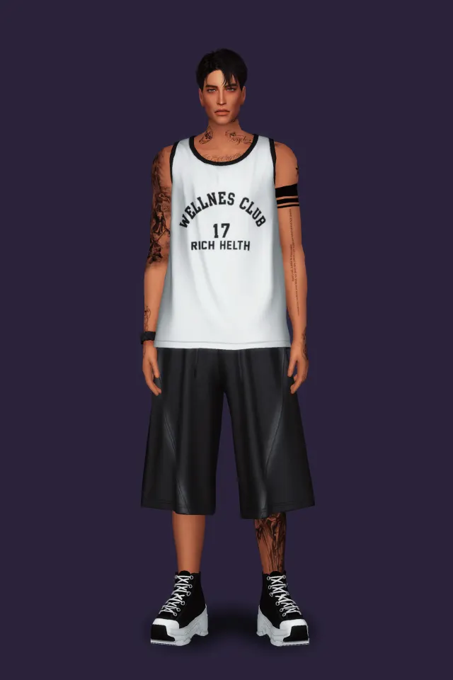 Vista previa de Tank Top II · Curved Shorts, ropa de gorillax3-cc para Los Sims 4.