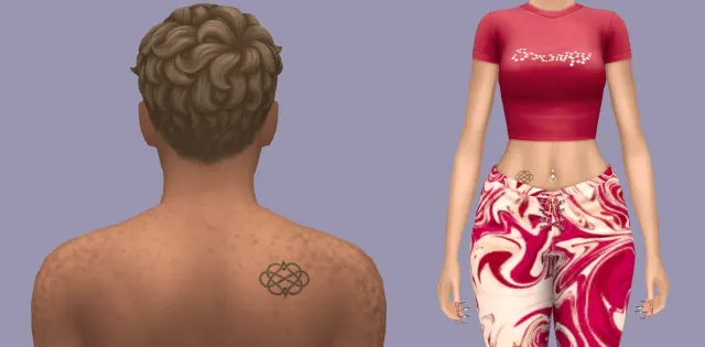Vista previa de Tattoo Stamp: Intertwining Hearts, detalles de piel de toastie-sim para Los Sims 4.