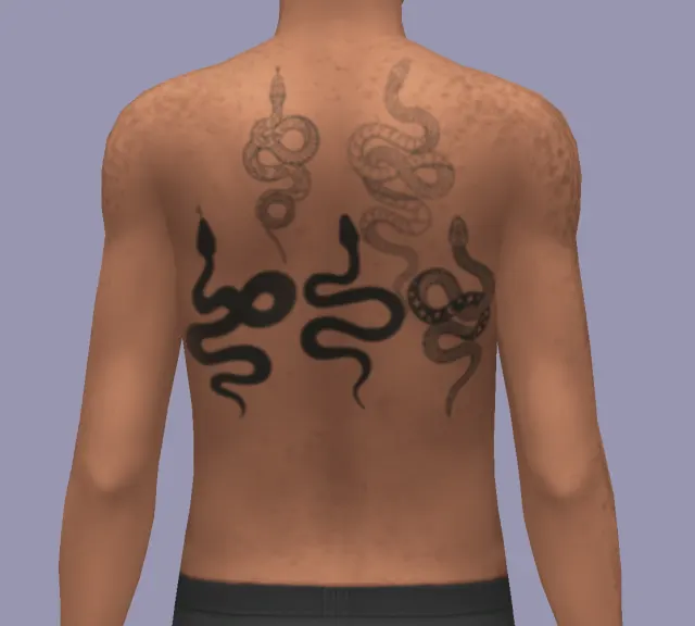 Vista previa de Tattoo Stamps: Serpents & Dragons, detalles de piel de toastie-sim para Los Sims 4.