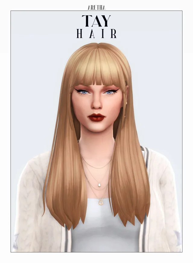 Vista previa de Taylor cabello (two versions), cabello de arethabee para Los Sims 4.