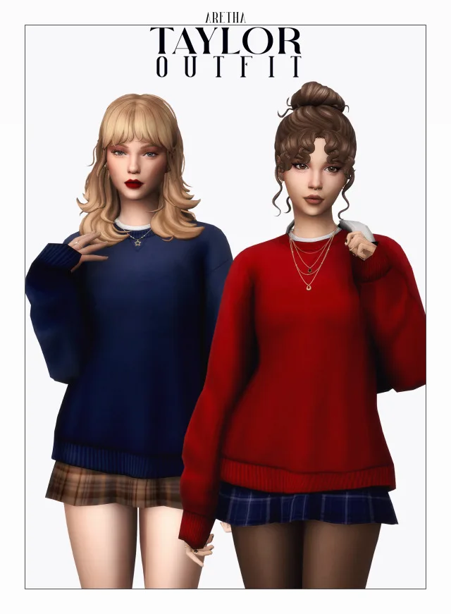 Vista previa de Taylor conjunto, ropa de arethabee para Los Sims 4.
