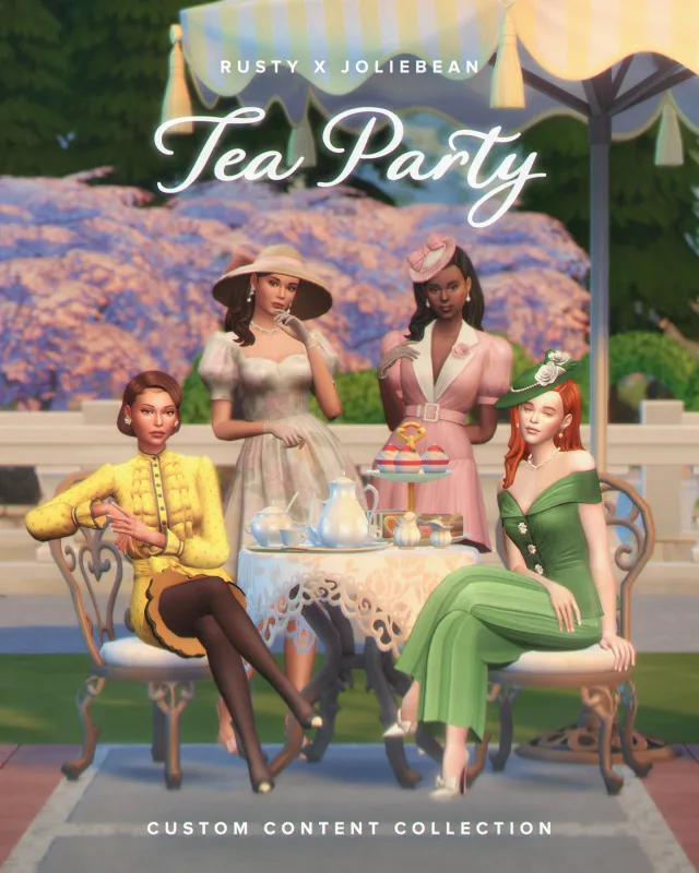 Vista previa de Tea Party colección by Rusty and, cabello de rustys-cc para Los Sims 4.