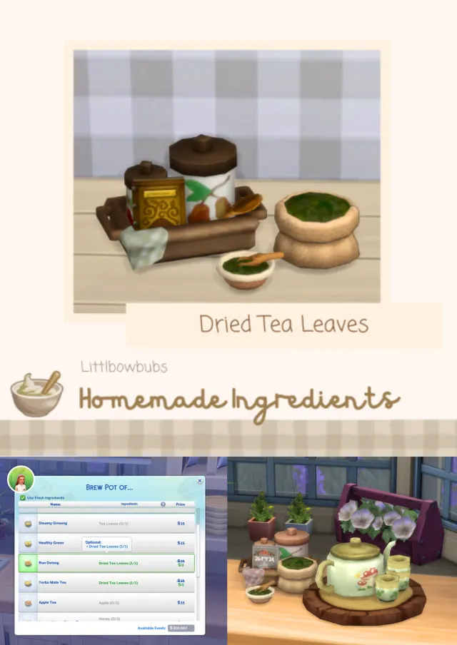 Vista previa de Teas on the Old Time Tea Pot, mods de littlbowbub para Los Sims 4.