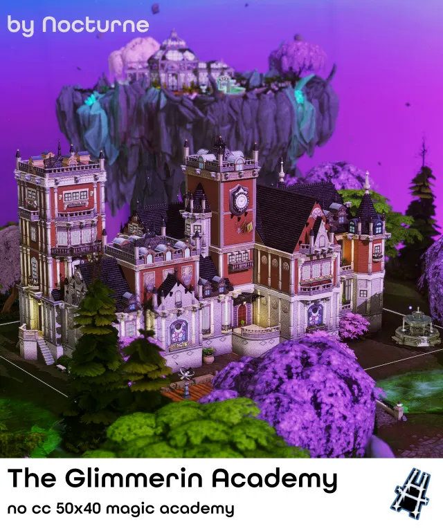 Vista previa de The Glimmerin Academy | Glimmerbrook, solares y habitaciones de nocturne-vi para Los Sims 4.