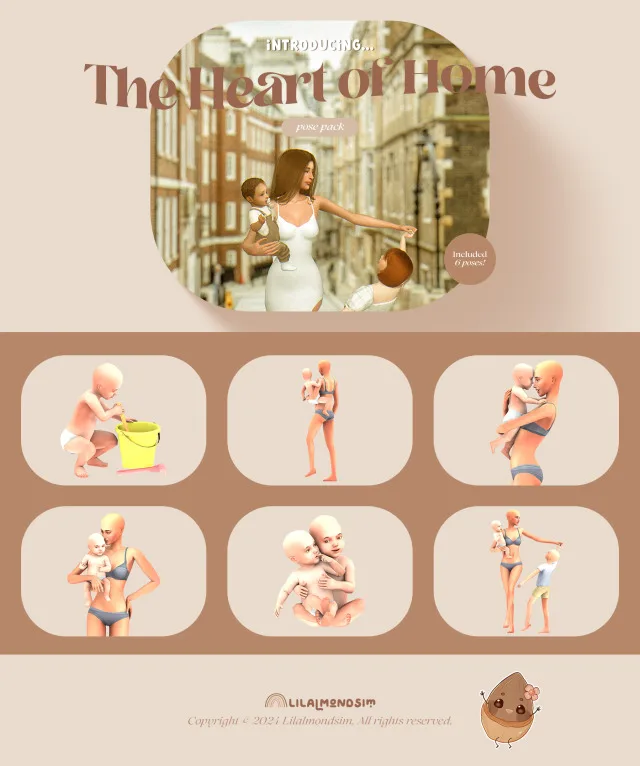 Vista previa de The Heart of Home — 𝒑𝒐𝒔𝒆 𝒑𝒂𝒄𝒌 𝒘𝒊𝒕𝒉 𝒊𝒏𝒇𝒂𝒏𝒕𝒔!, poses de lilalmondsim para Los Sims 4.
