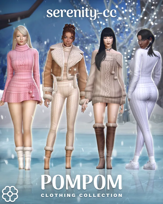Vista previa de The Pompom colección (9 items), crear un sim de serenity-cc para Los Sims 4.