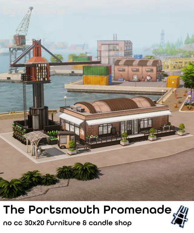 Vista previa de The Portsmouth Promenade | Evergreen Harbor, solares y habitaciones de nocturne-vi para Los Sims 4.