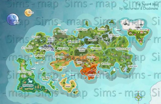 Vista previa de The Sims 4 World Map, mundos de nocturne-vi para Los Sims 4.