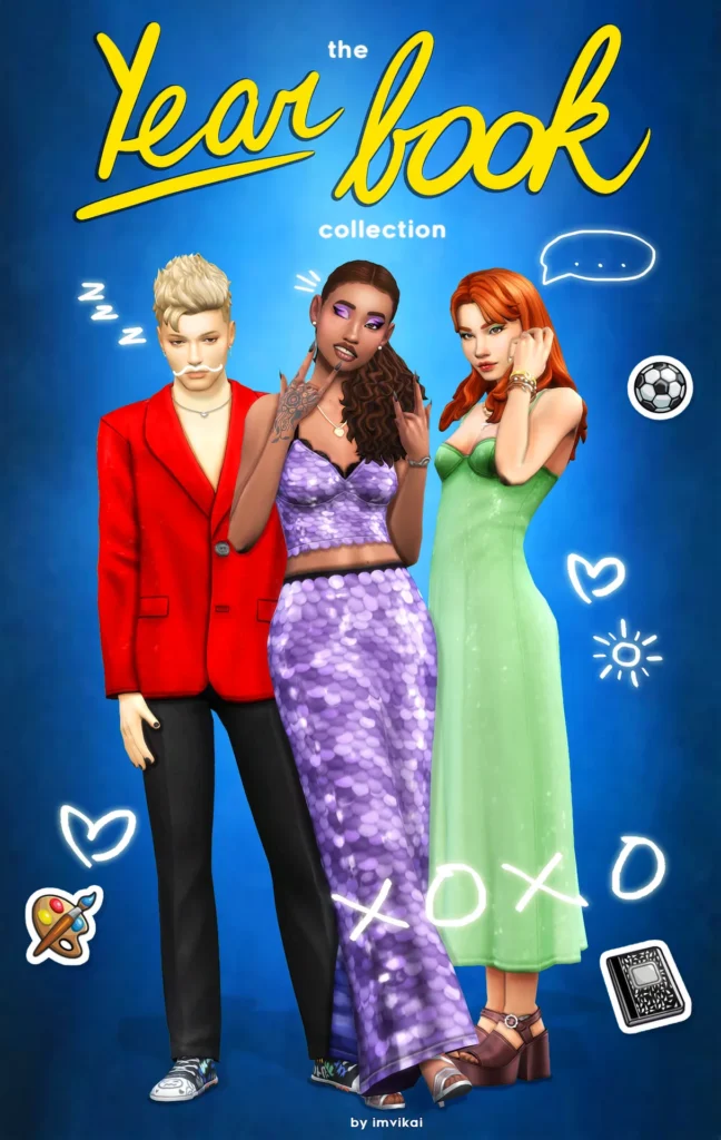 Vista previa de THE YEARBOOK colección BY IMVIKAI, crear un sim de imvikai para Los Sims 4.