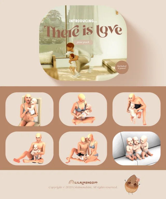 Vista previa de There is love — 𝒑𝒐𝒔𝒆 𝒑𝒂𝒄𝒌 𝒘𝒊𝒕𝒉 𝒊𝒏𝒇𝒂𝒏𝒕𝒔!, poses de lilalmondsim para Los Sims 4.