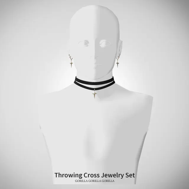 Vista previa de Throwing Cross Jewelry Set, accesorios de gorillax3-cc para Los Sims 4.