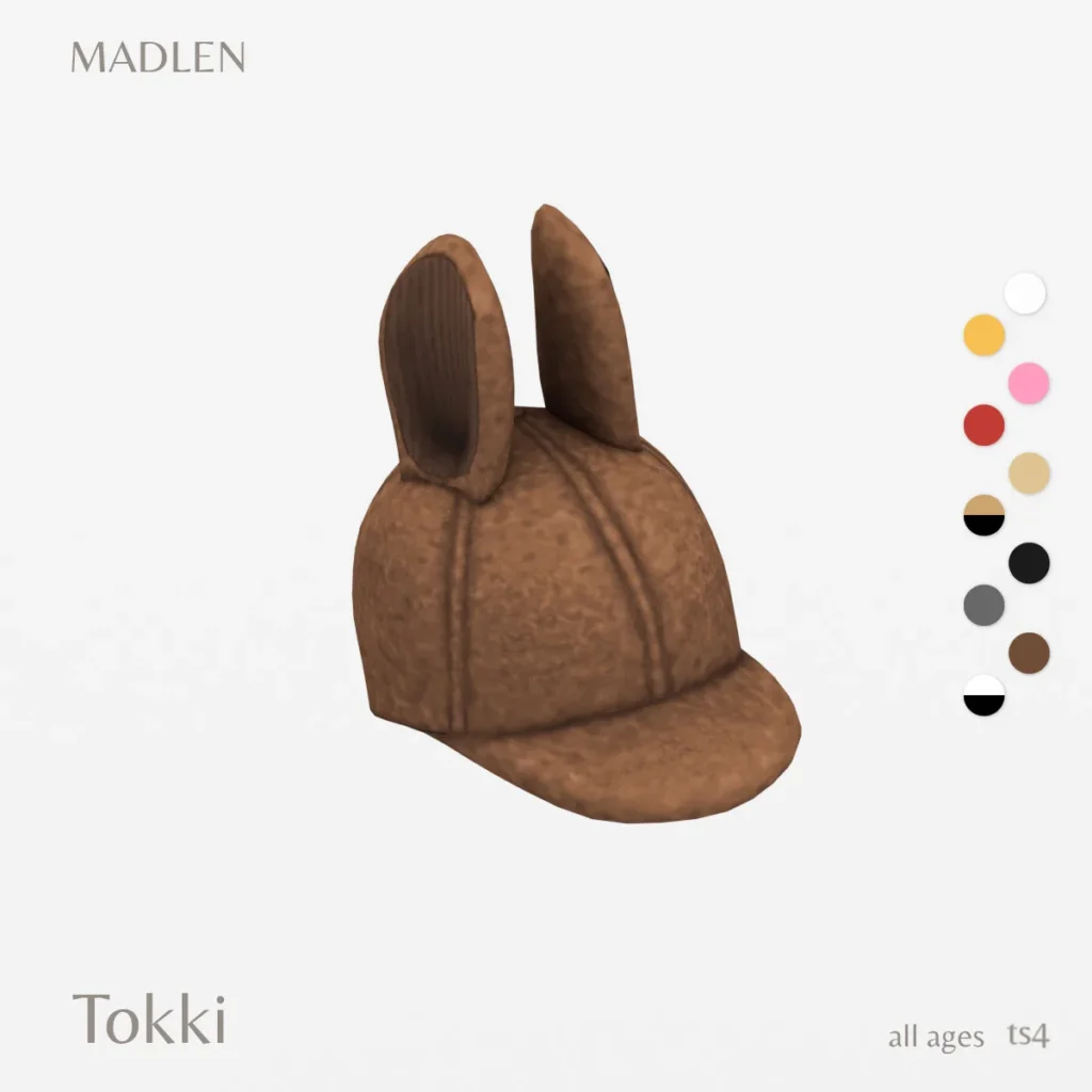 Vista previa de Tokki hat funny little hat to warm your simmies up, accesorios de madlensims para Los Sims 4.