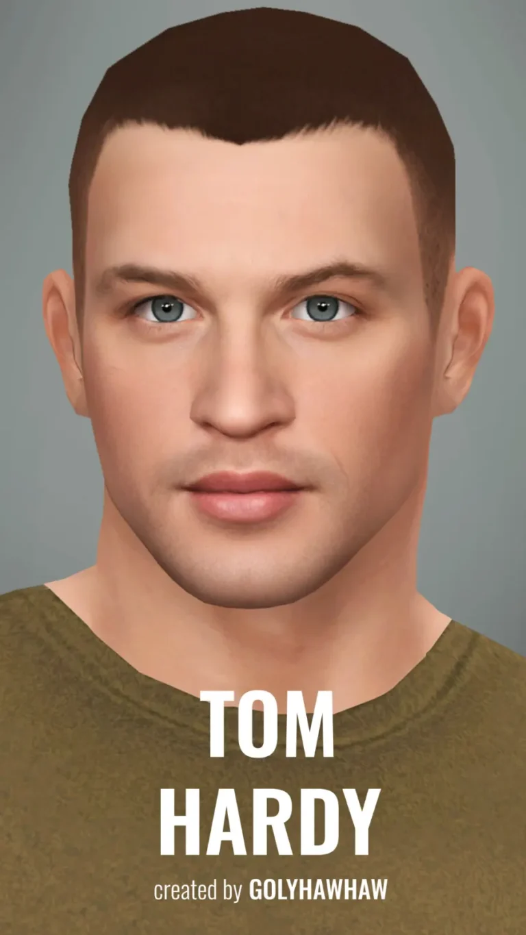 Vista previa de TOM HARDY SIM, detalles de piel de golyhawhaw para Los Sims 4.