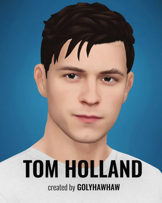 Vista previa de Tom Holland Sim Download, sims de golyhawhaw para Los Sims 4.