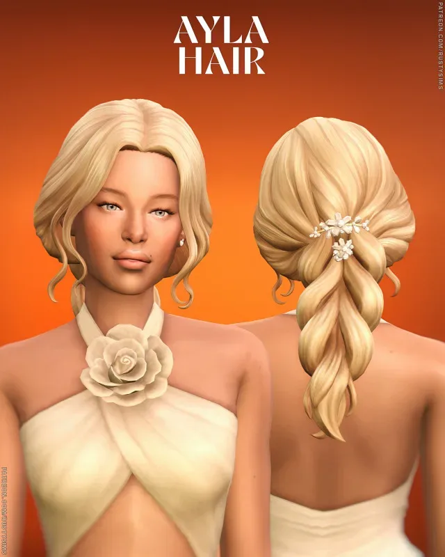 Aubrey French Curls (Free) juego base Compatible 24 EA Swatches Teen - Elder 56.4k Polygons Download de orchiona para Los Sims 4, imagen 2