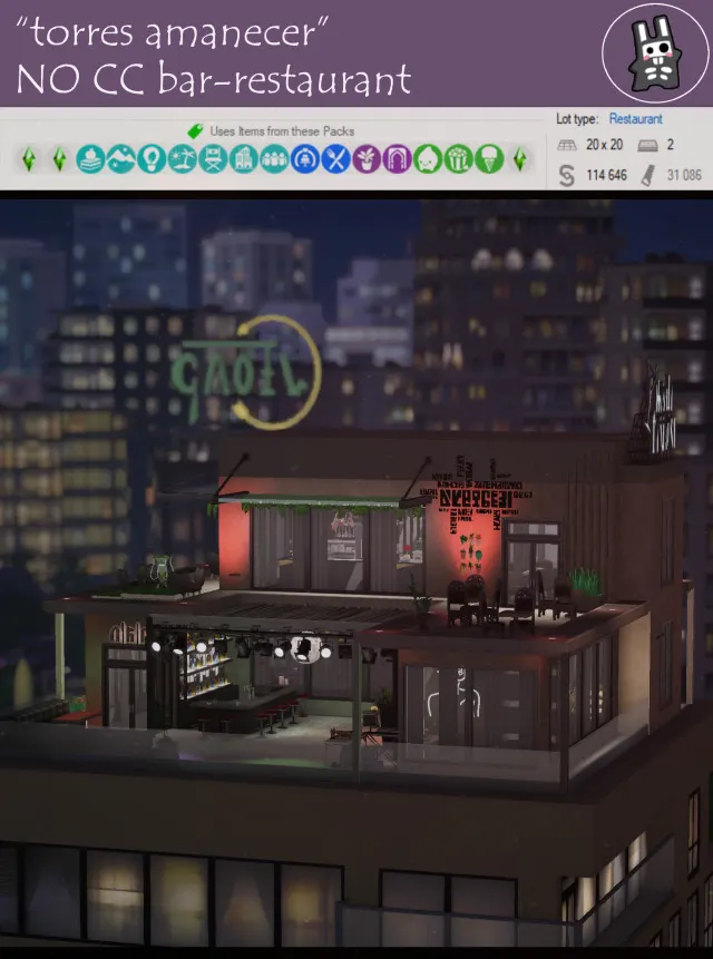 Vista previa de Torres amanecer" | no cc lot download, solares y habitaciones de nocturne-vi para Los Sims 4.