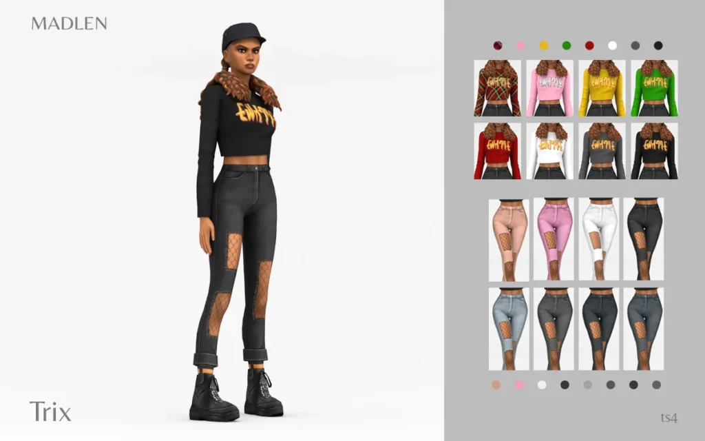 Vista previa de Trix conjunto pack for a bit edgier simmies this, ropa de madlensims para Los Sims 4.