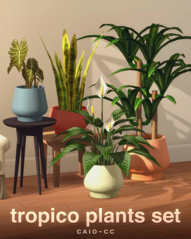 Vista previa de Tropico Plants Set, decoración de caio-cc para Los Sims 4.