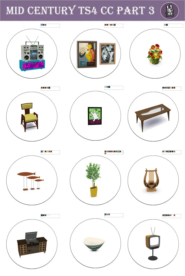 Vista previa de Ts2|ts3] to ts4 mid-century p3 conversations, construir y comprar de nocturne-vi para Los Sims 4.