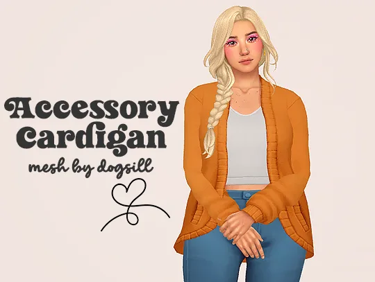Vista previa de Ts4] accessory cardigan - by dogsill ︎, ropa de lina-cherie para Los Sims 4.