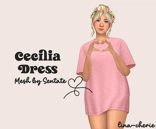 Vista previa de Ts4] cecilia vestido- sentate ︎, ropa de lina-cherie para Los Sims 4.