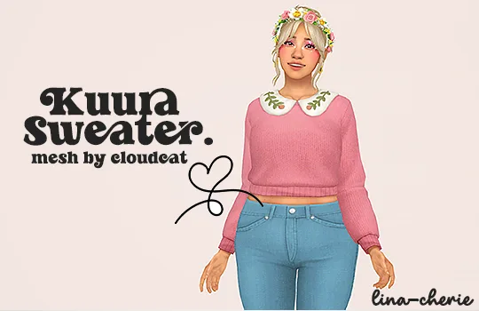 Vista previa de Ts4] cloudcat - kuura sweater ︎, ropa de lina-cherie para Los Sims 4.