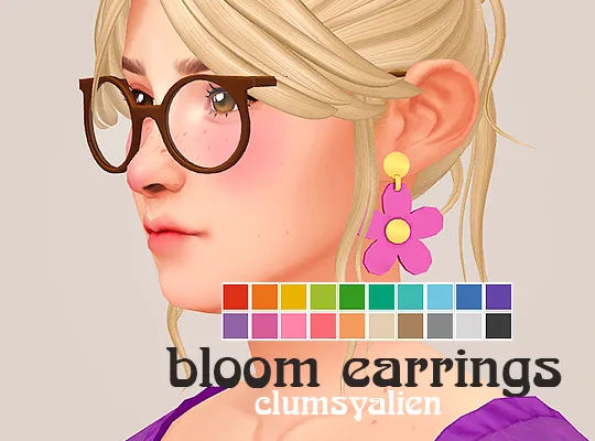 Vista previa de Ts4] clumsyalien bloom earrings - recolors, accesorios de lina-cherie para Los Sims 4.
