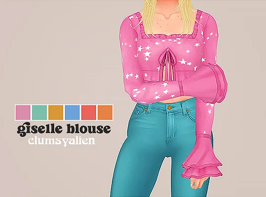 Vista previa de Ts4] clumsyalien giselle blouse - recolors, ropa de lina-cherie para Los Sims 4.