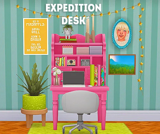 Vista previa de Ts4] Cluttercat Expedition desk - recolors, muebles de lina-cherie para Los Sims 4.