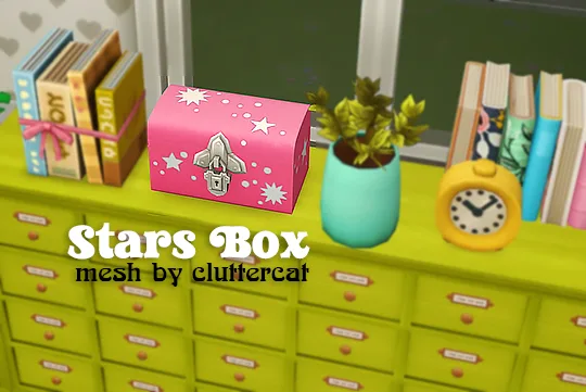 Vista previa de Ts4] cluttercat stars box ⋆˖⁺‧₊☽◯☾₊‧⁺˖⋆˚, decoración de lina-cherie para Los Sims 4.