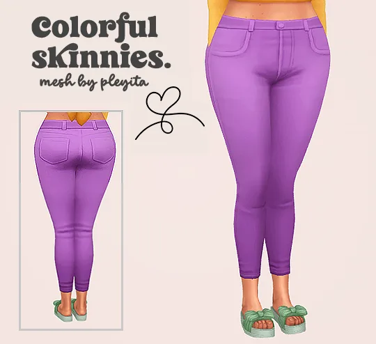 Vista previa de Ts4] colorful skinnies - mesh by pleyita ︎, ropa de lina-cherie para Los Sims 4.
