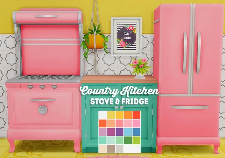 Vista previa de Ts4] Country kitchen kit - stove & fridge recolor, contenido personalizado de lina-cherie para Los Sims 4.
