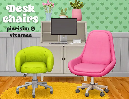 Vista previa de Ts4] desk chairs - pierisim & sixamcc - recolors, muebles de lina-cherie para Los Sims 4.
