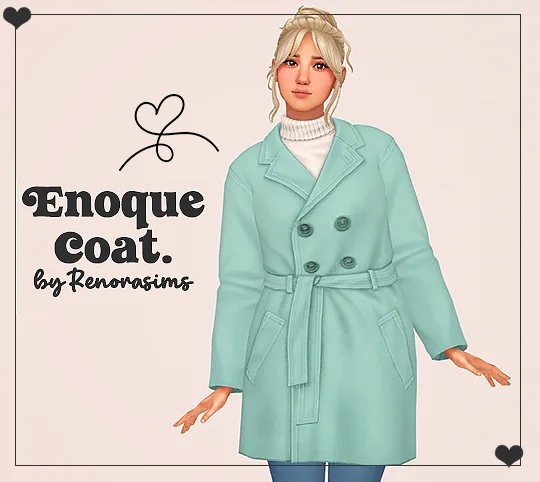 Vista previa de Ts4] enoque coat - by renorasims ︎, ropa de lina-cherie para Los Sims 4.