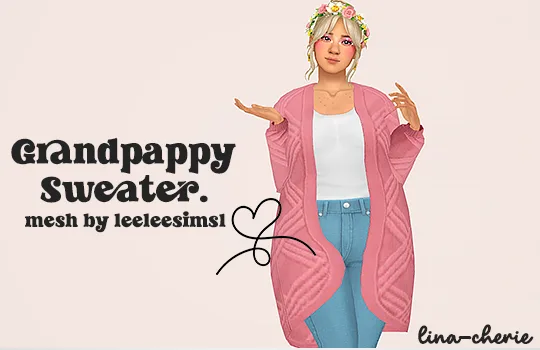 Vista previa de Ts4] grandpappy sweater - leeleesims ︎, ropa de lina-cherie para Los Sims 4.