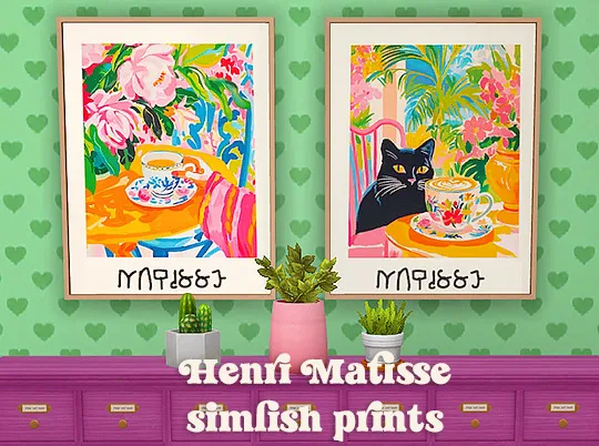 Vista previa de Ts4] Henri Matisse simlish prints, contenido personalizado de lina-cherie para Los Sims 4.