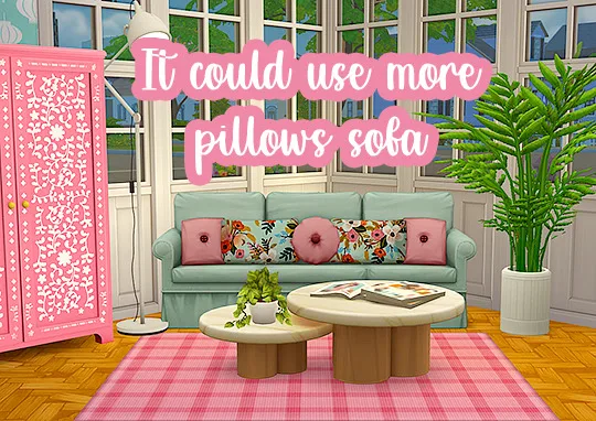 Vista previa de Ts4] It could use more pillows sofa - Recolors, muebles de lina-cherie para Los Sims 4.
