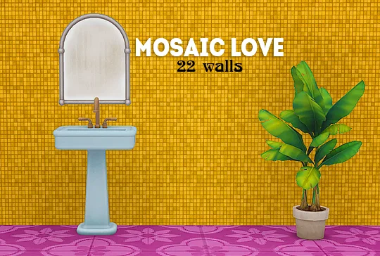 Vista previa de Ts4] mosaic love - 22 walls, contenido personalizado de lina-cherie para Los Sims 4.