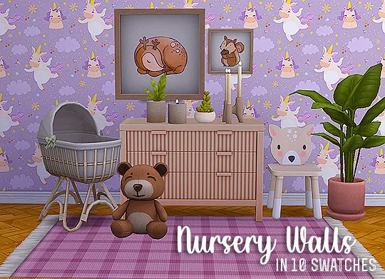 Vista previa de Ts4] Nursery walls, contenido personalizado de lina-cherie para Los Sims 4.
