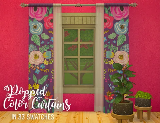Vista previa de Ts4] Popped Color Curtains - Recolors, contenido personalizado de lina-cherie para Los Sims 4.
