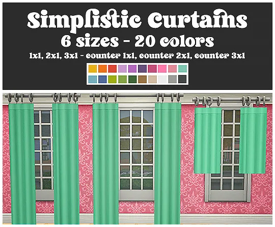 Vista previa de Ts4] Simplistic curtains [+ addons] 6 sizes - recolors, muebles de lina-cherie para Los Sims 4.
