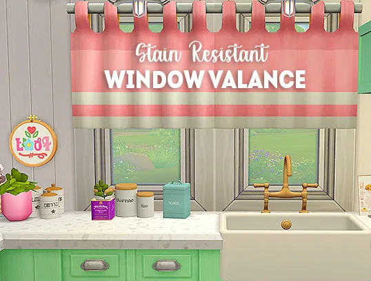 Vista previa de Ts4] Stain resistant window valence - recolors, construir y comprar de lina-cherie para Los Sims 4.