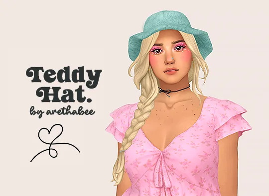Vista previa de Ts4] teddy hat - by arethabee ︎, accesorios de lina-cherie para Los Sims 4.