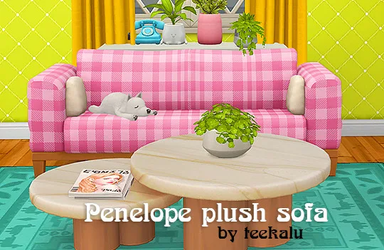 Vista previa de Ts4] teekalu penelope plush loveseat & armchair, muebles de lina-cherie para Los Sims 4.