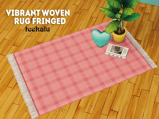 Vista previa de Ts4] teekalu vibrant woven rug fringed - recolors, decoración de lina-cherie para Los Sims 4.
