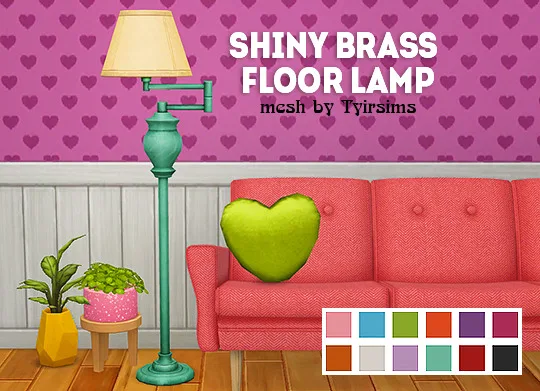 Vista previa de Ts4] Tyirsims shiny brass floor lamp - recolors, decoración de lina-cherie para Los Sims 4.