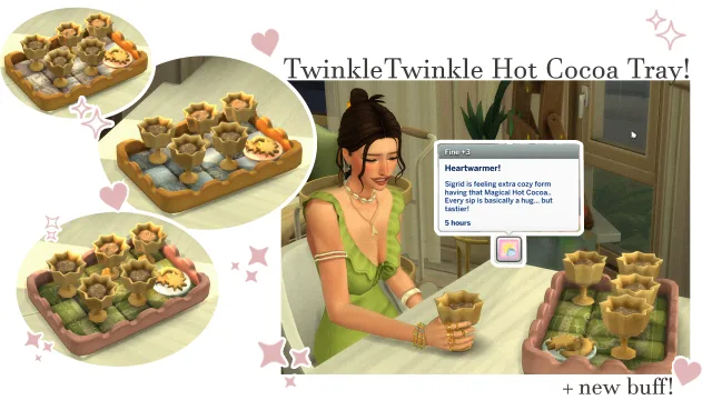 Vista previa de TwinkleTwinkle Magical Hot Cocoa Tray ︎, construir y comprar de tamsiecc para Los Sims 4.