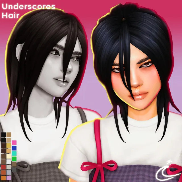 Vista previa de UNDERSCORES cabello BY IMVIKAI, cabello de imvikai para Los Sims 4.