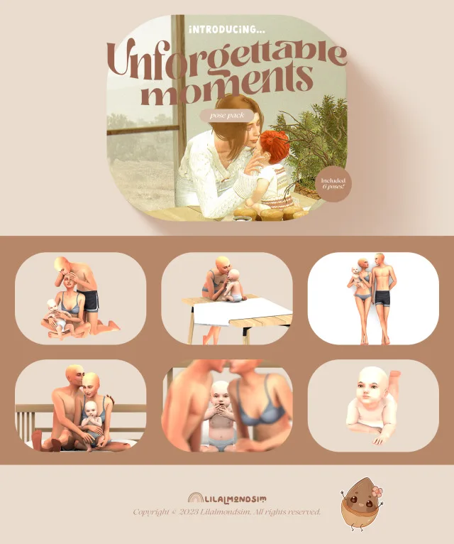 Vista previa de Unforgettable moments — 𝒑𝒐𝒔𝒆 𝒑𝒂𝒄𝒌 𝒘𝒊𝒕𝒉 𝒊𝒏𝒇𝒂𝒏𝒕𝒔!, poses de lilalmondsim para Los Sims 4.