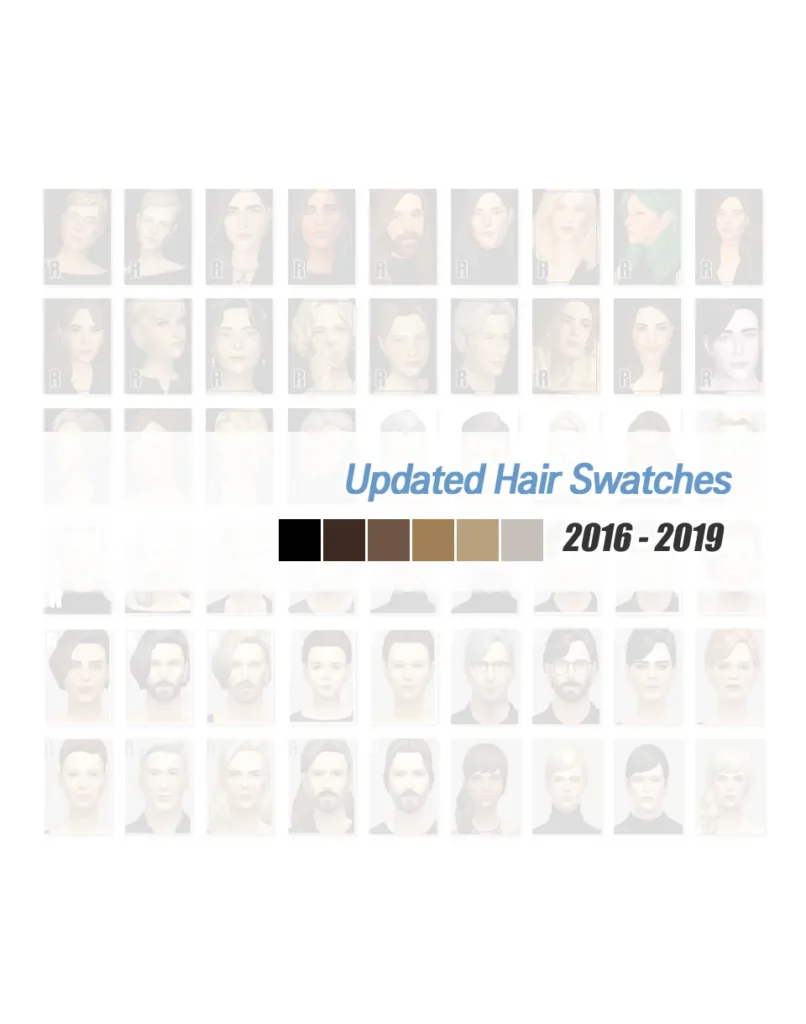 Vista previa de Updated cabello Swatches _Part 2, cabello de rustys-cc para Los Sims 4.
